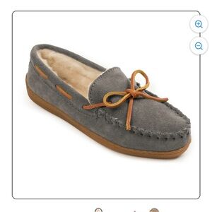 MINNETONKA MOCCASINS SHEEPSKIN GREY SLIPPERS 8